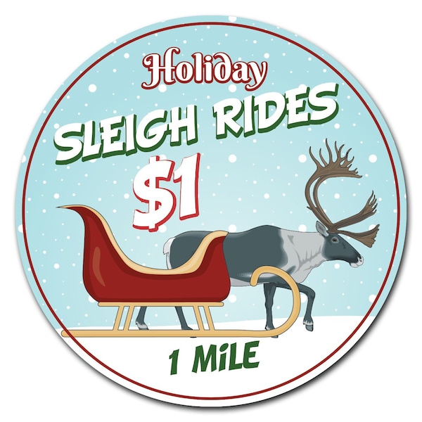 Sleigh Rides Circle Corrugated Plastic Sign